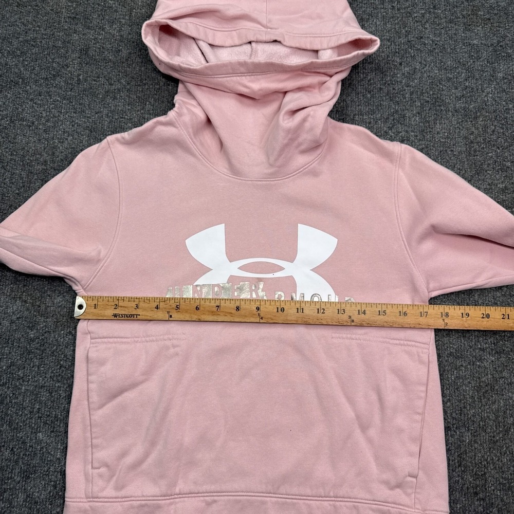 Under Armour Hoodie Womens Size XS Pink High Neck Pullover Sweatshirt Loose Fit - Picture 9 of 12